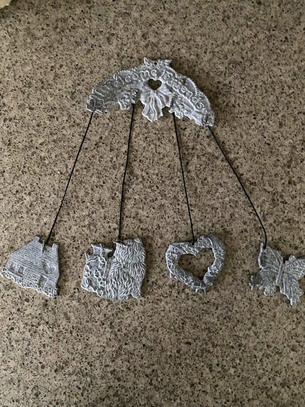 Pewter Welcome Friends Hanging Wind Chimes
